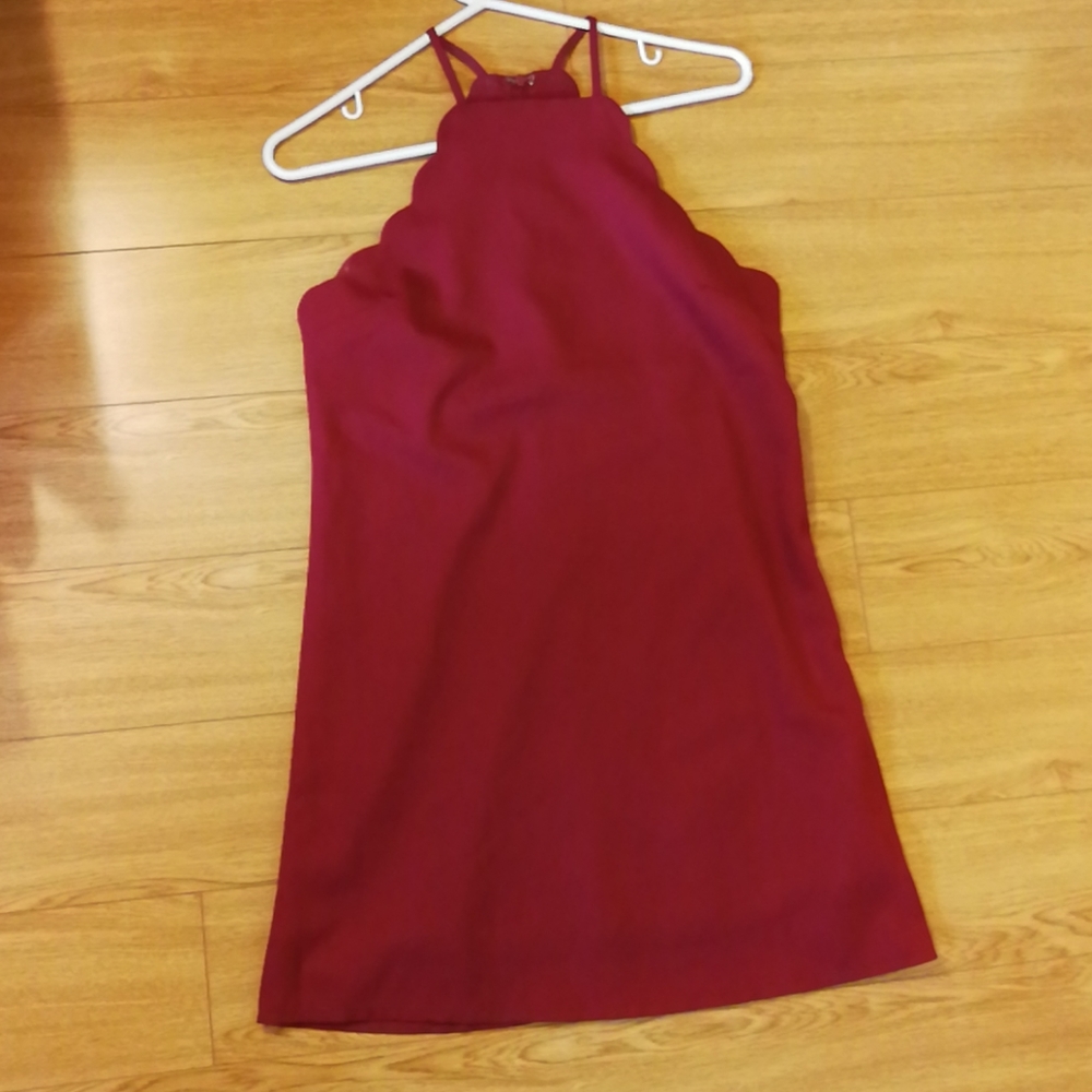 Square neck dress w/ scallop detail